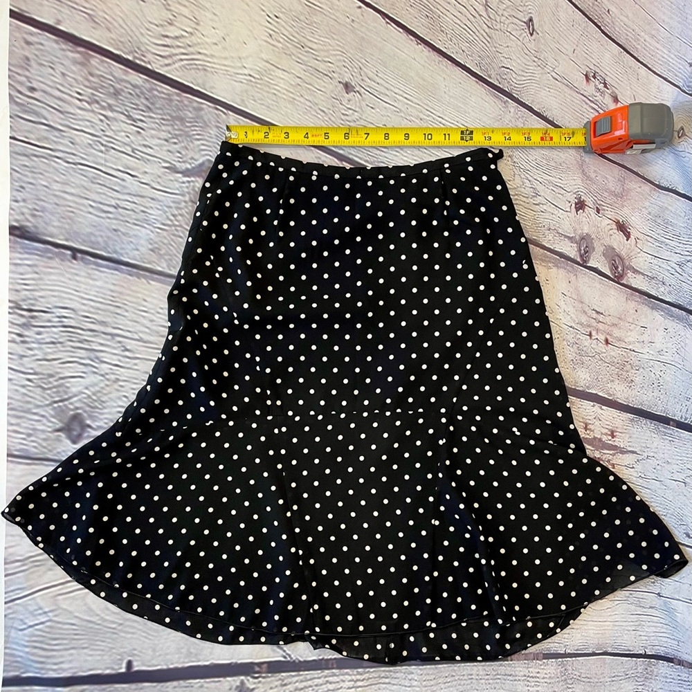 Perry Ellis Black and White Polka Dot A-Line Skirt